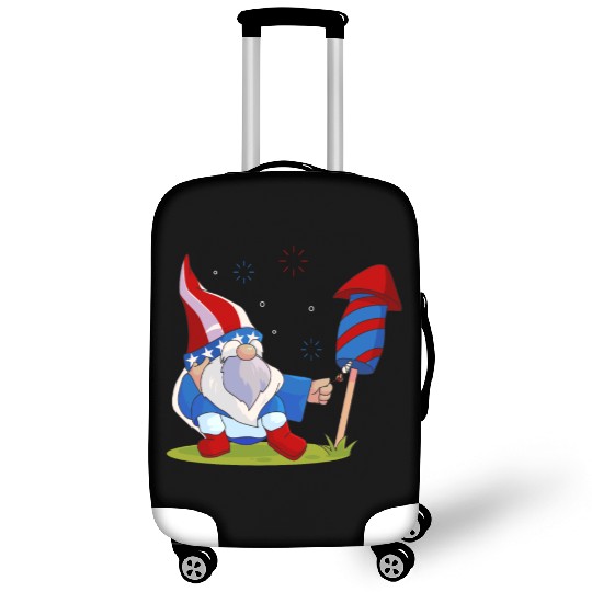 Adorable Gnome Fireworks America Luggage Covers