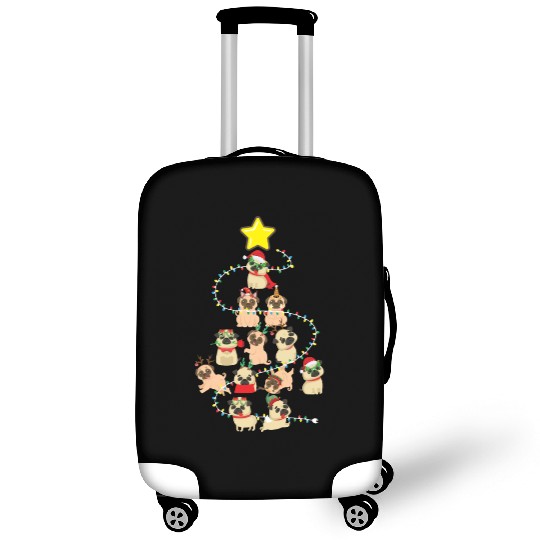 Pug Christmas Tree Dog Santa Claus Hat Xmas Merry Luggage Covers