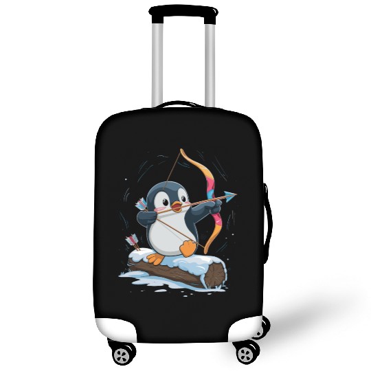 Penguin Archer Aiming in Winter Snow Scene Luggage Covers