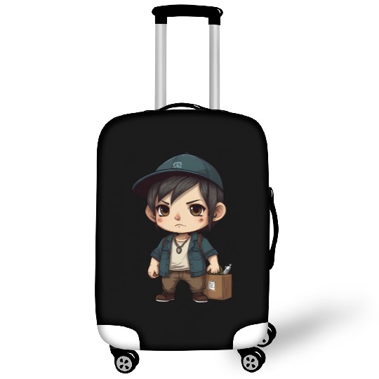 Chibi Boy with a Serious Expression Luggage Covers