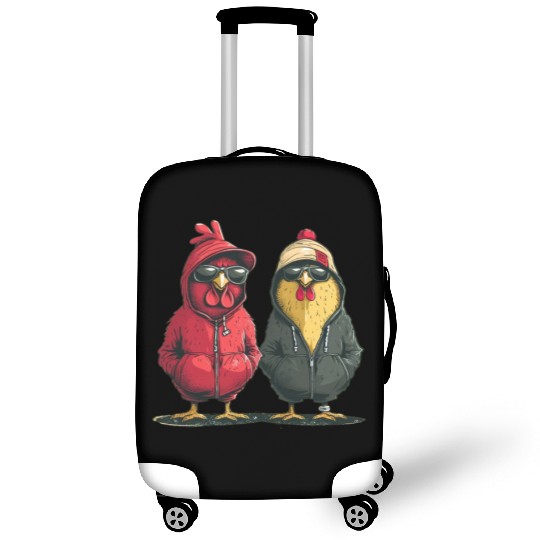 Stylish chickens sporting trendy Luggage Covers