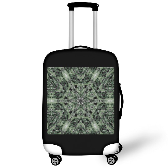 watercolor green white black mandala Luggage Covers