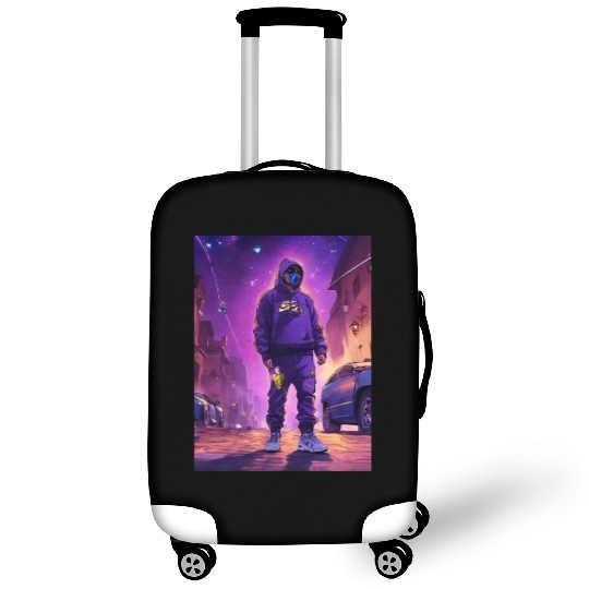 Hooded Figure in Futuristic Streetwear Luggage Covers