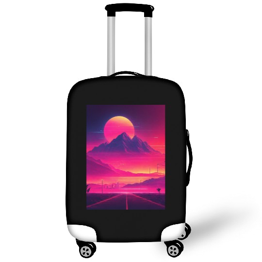 Neon Horizon: A Synthwave Journey Luggage Covers