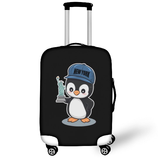 New York Penguin Holding Statue Of Liberty Luggage Covers