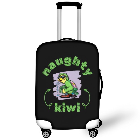 Funny naughty green kiwi bird Luggage Covers