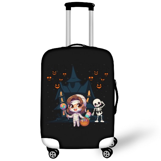 Friendly mummy and skeleton illustration Luggage Covers