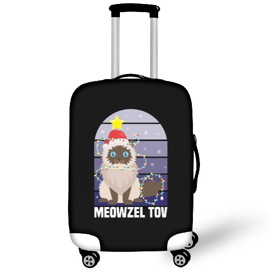 Meowzel Tov Hanukkah Black Cat Christmas Lights Luggage Covers