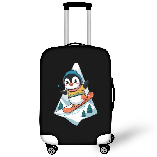 Cute Snowboarding Penguin Adventure Luggage Covers