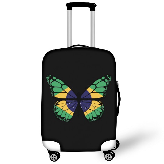 Brazilian Flag Patriotic Butterfly Lover Design Luggage Covers