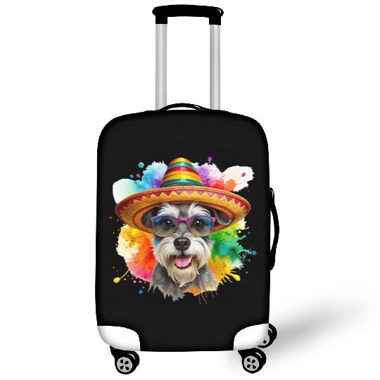 Schnauzer head, dog with glasses Luggage Covers