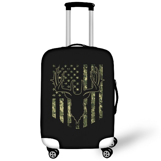 Camouflage USA Flag Deer Hunting Camo Luggage Covers