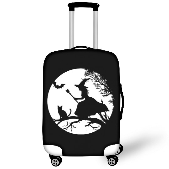 Halloween Witch with Cat and Bat Design Luggage Covers