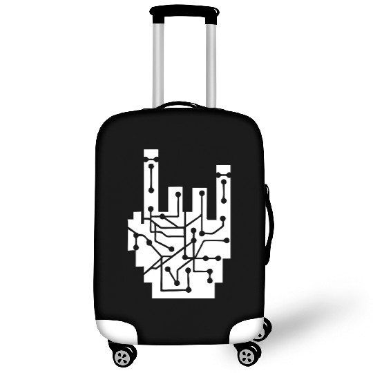 Heavy metal nerd electronic circuits hand gesture Luggage Covers