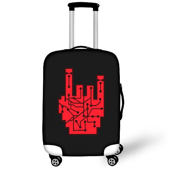 Heavy metal nerd electronic circuits hand gesture Luggage Covers
