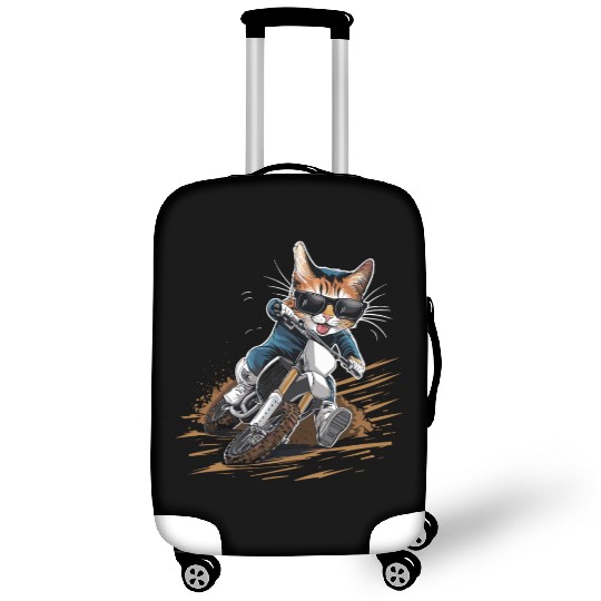 Cat Wearing Sunglasses Riding Dirt Bike Luggage Covers