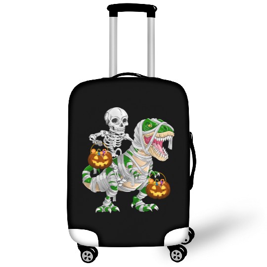 Skeleton Riding Mummy Dinosaur T rex Halloween Luggage Covers