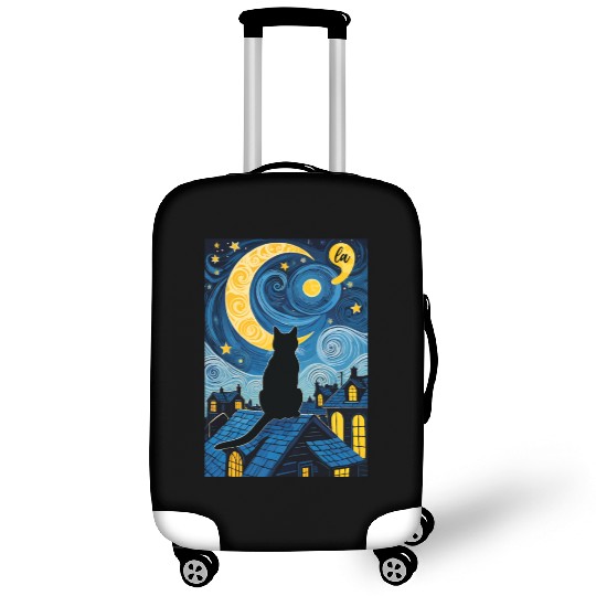 Halloween Starry Night Black Cat Comma La Harris Luggage Covers