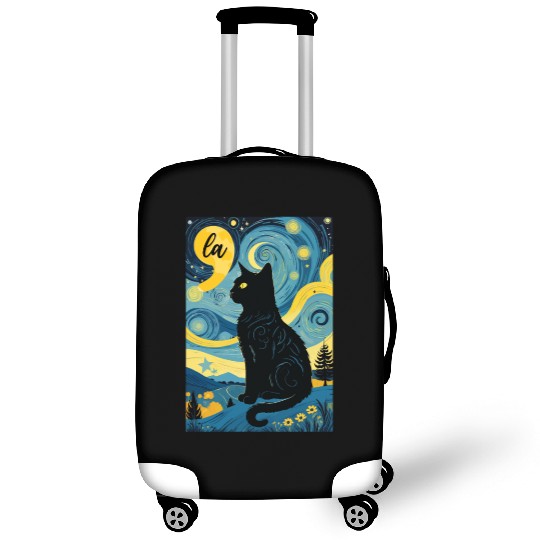 Halloween Starry Night Black Cat Comma La Harris Luggage Covers