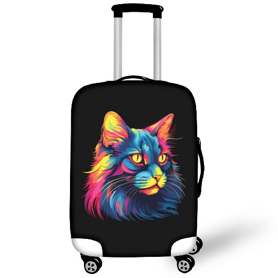 Cat Watercolor Colorful Maine Cat Luggage Covers