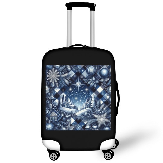 flannel blue and white christmas Luggage Covers