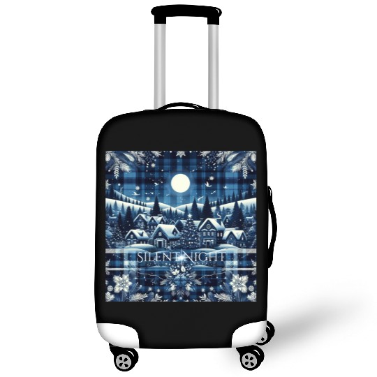 flannel silent night blue and white christmas Luggage Covers