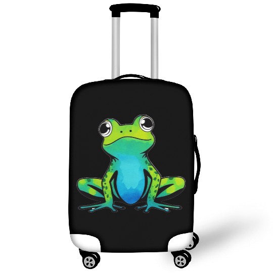 Trendy Cute Happy Green Frog Luggage Covers