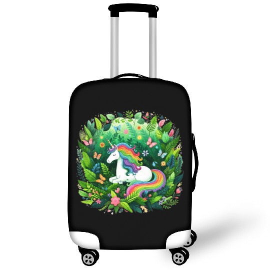 Unicorn, fantasy design, Unicorn in flower garden Luggage Covers