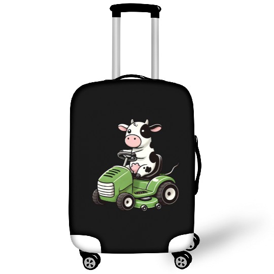 Funny cow as lawn mower farmer grass Luggage Covers