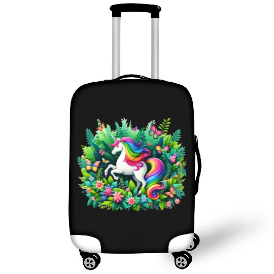 Unicorn, fantasydesign, butterfly in flower garden Luggage Covers