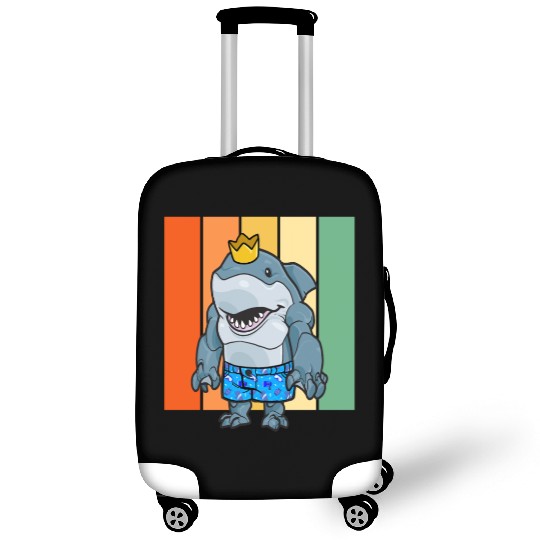 Royal Wave Rider: Adorable Crowned Shark in Luggage Covers