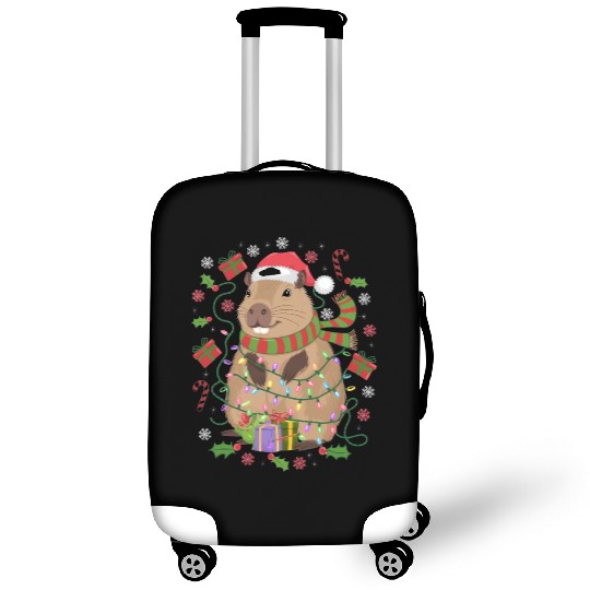 Cute Christmas Capybara - Holiday Lights and Gifts Luggage Covers