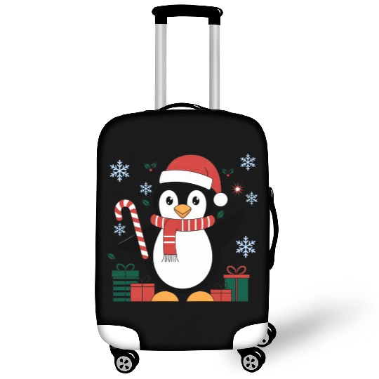 Cute Christmas Penguin - Candy Cane and Gifts Luggage Covers