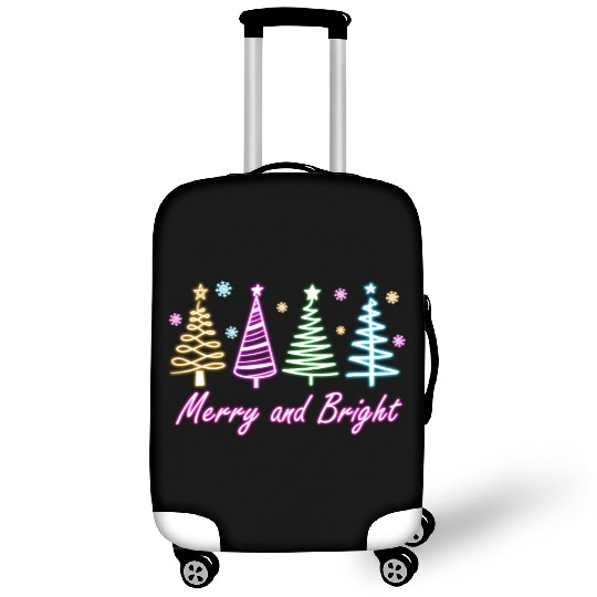 Merry and Bright Tree Neon Christmas Luggage Covers