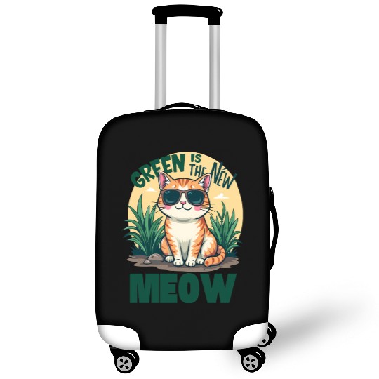 Cool Cat with Sunglasses Green Is the New Meow Luggage Covers