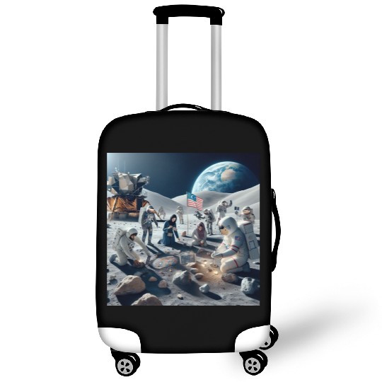 Earth People on Moon Luggage Covers