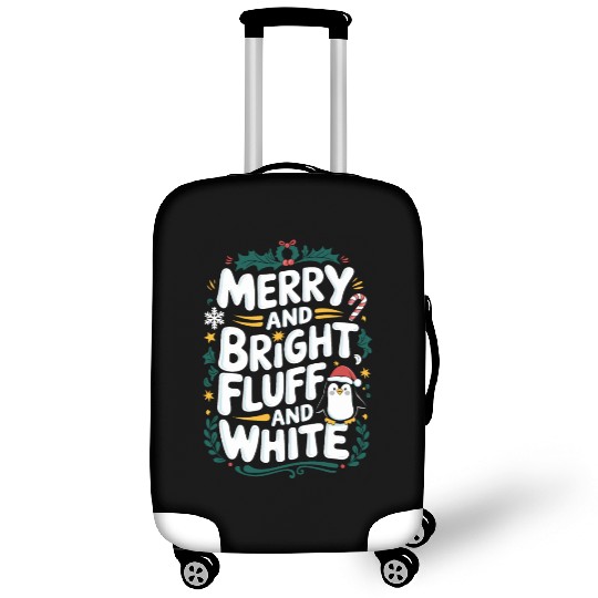 Merry And Bright, Fluff And White Penguin Luggage Covers