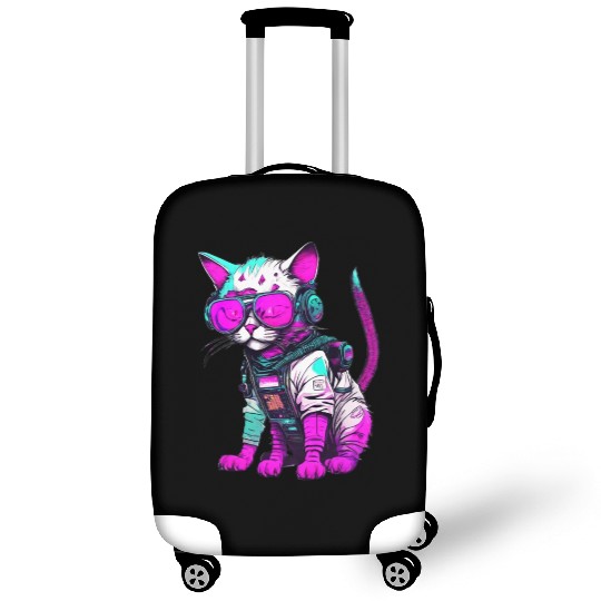 Punk Space Cat with Neon Goggles Luggage Covers