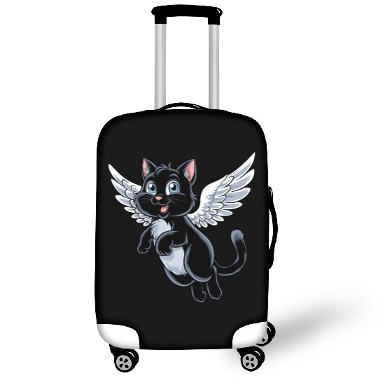Black Cat with Angel Wings Luggage Covers