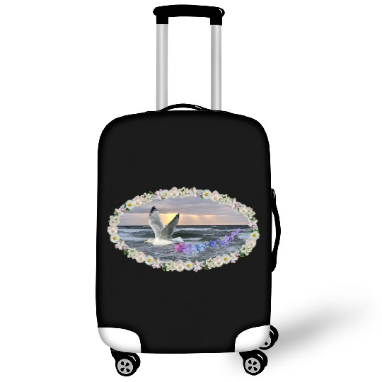 sea beach sunset seagull kitsch flashy magic Luggage Covers