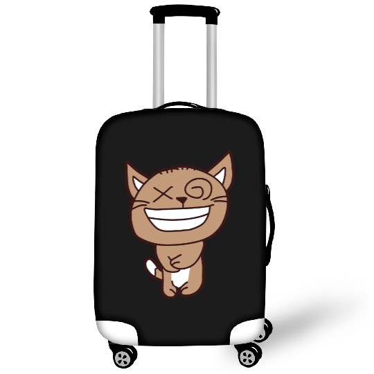 Crazy Cat Weird Funny Eyes Cool Grimace Cartoon Luggage Covers