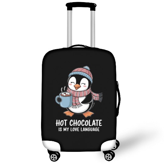 Hot Chocolate Is My Love Language Cute Penguin Luggage Covers