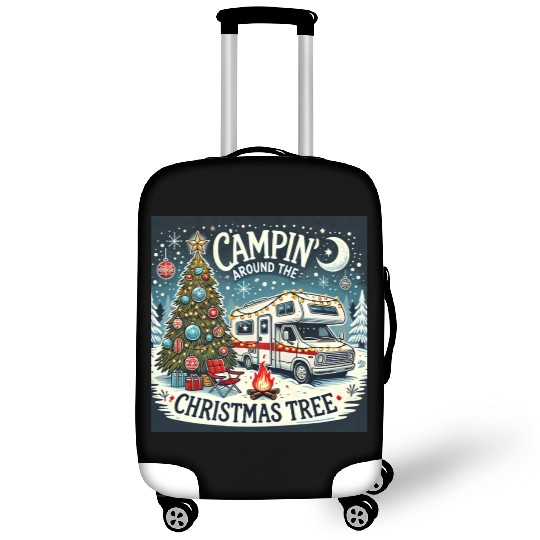 campin around christmas tree final correct Luggage Covers