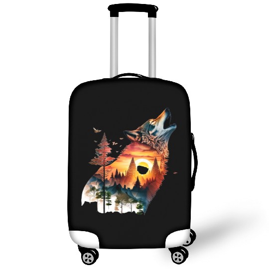 Vintage Wolf Moon Graphic Luggage Covers – Retro 90s