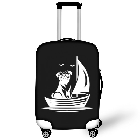 Pug silhouette sailboat minimalist Luggage Covers
