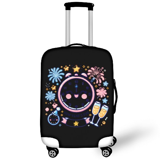 Celebrate New Year's Eve, Fun Clock and Fireworks Luggage Covers