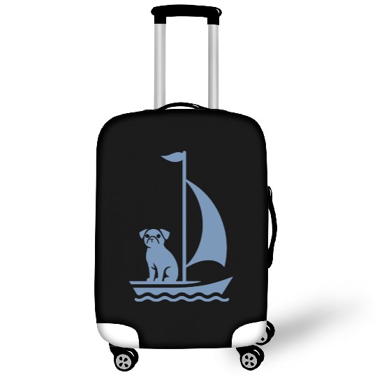 Pug in Boat Silhouette Sailing Minimalist Luggage Covers