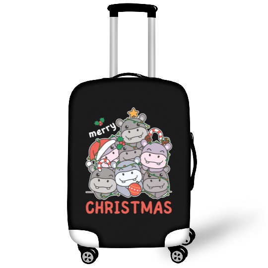 Hippo Christmas Tree Merry Christmas Luggage Covers