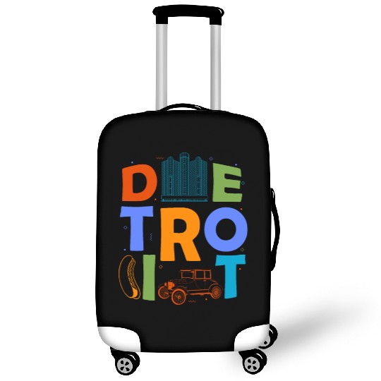 Detroit Souvenir Men Michigan Skyline City Detroit Luggage Covers