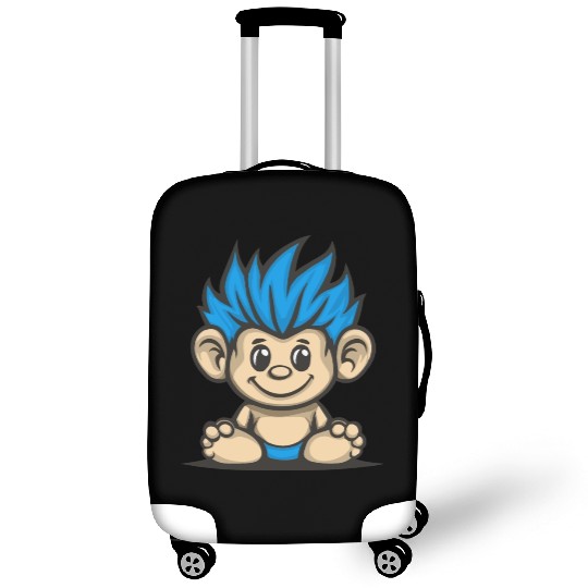 Blue Haired Cute Chibi Monkey Luggage Covers